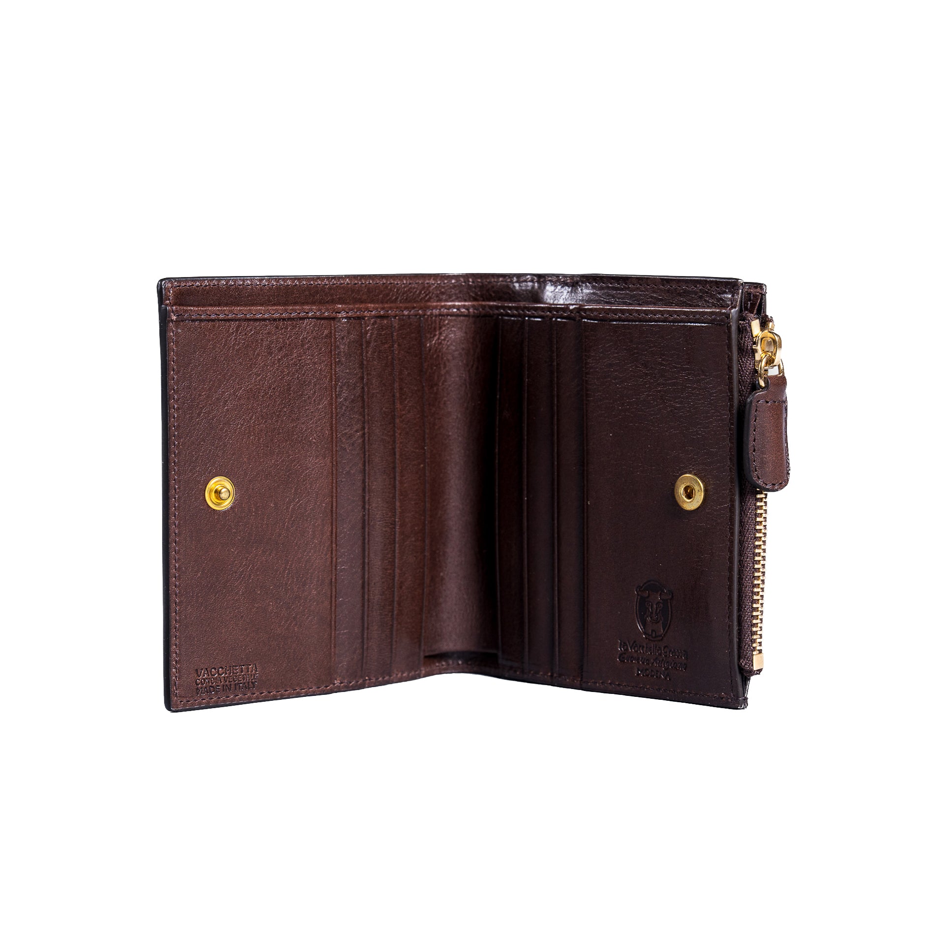 Agnese - portafoglio compatto in cuoio di vacchetta con portamonete