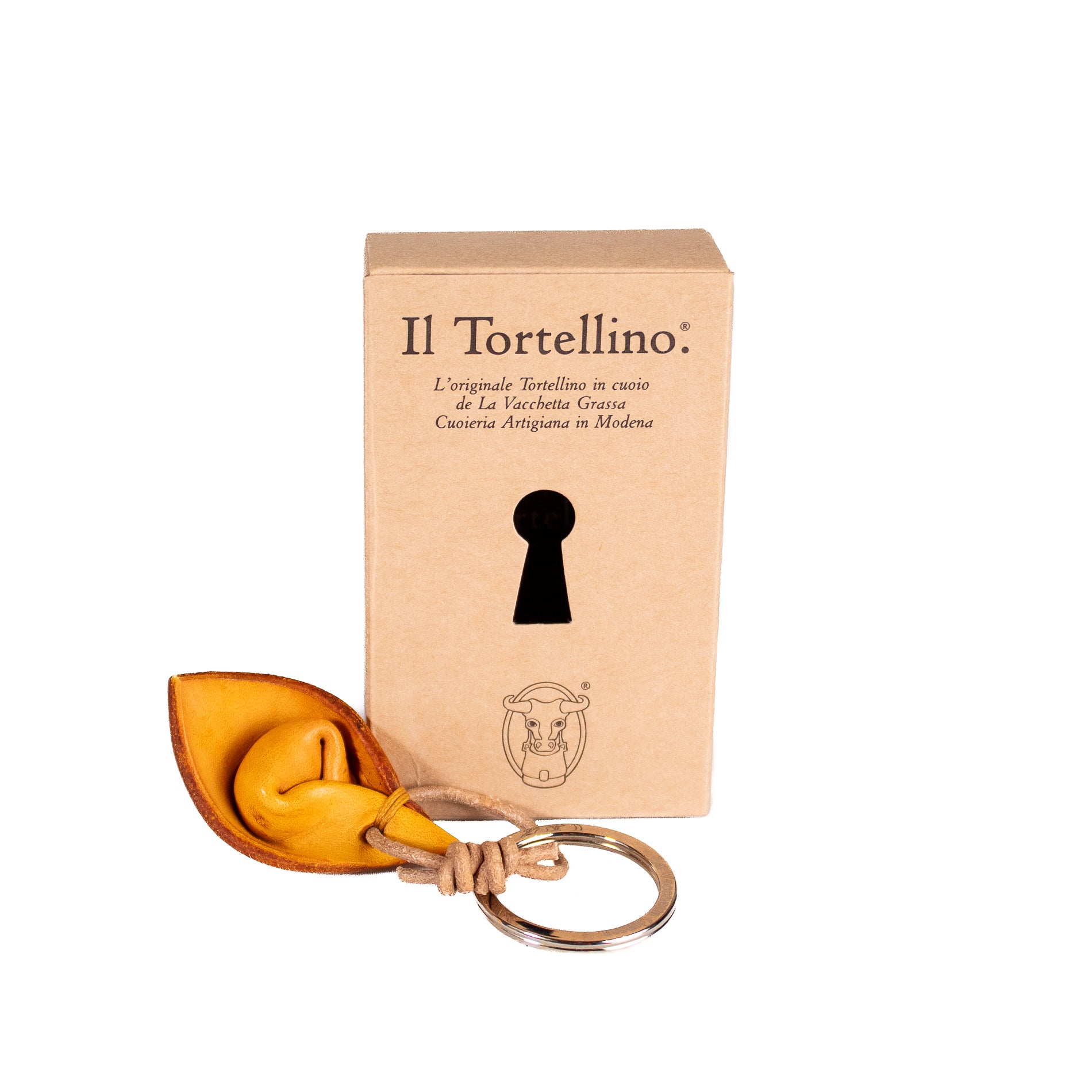 Tortellino portachiavi in cuoio