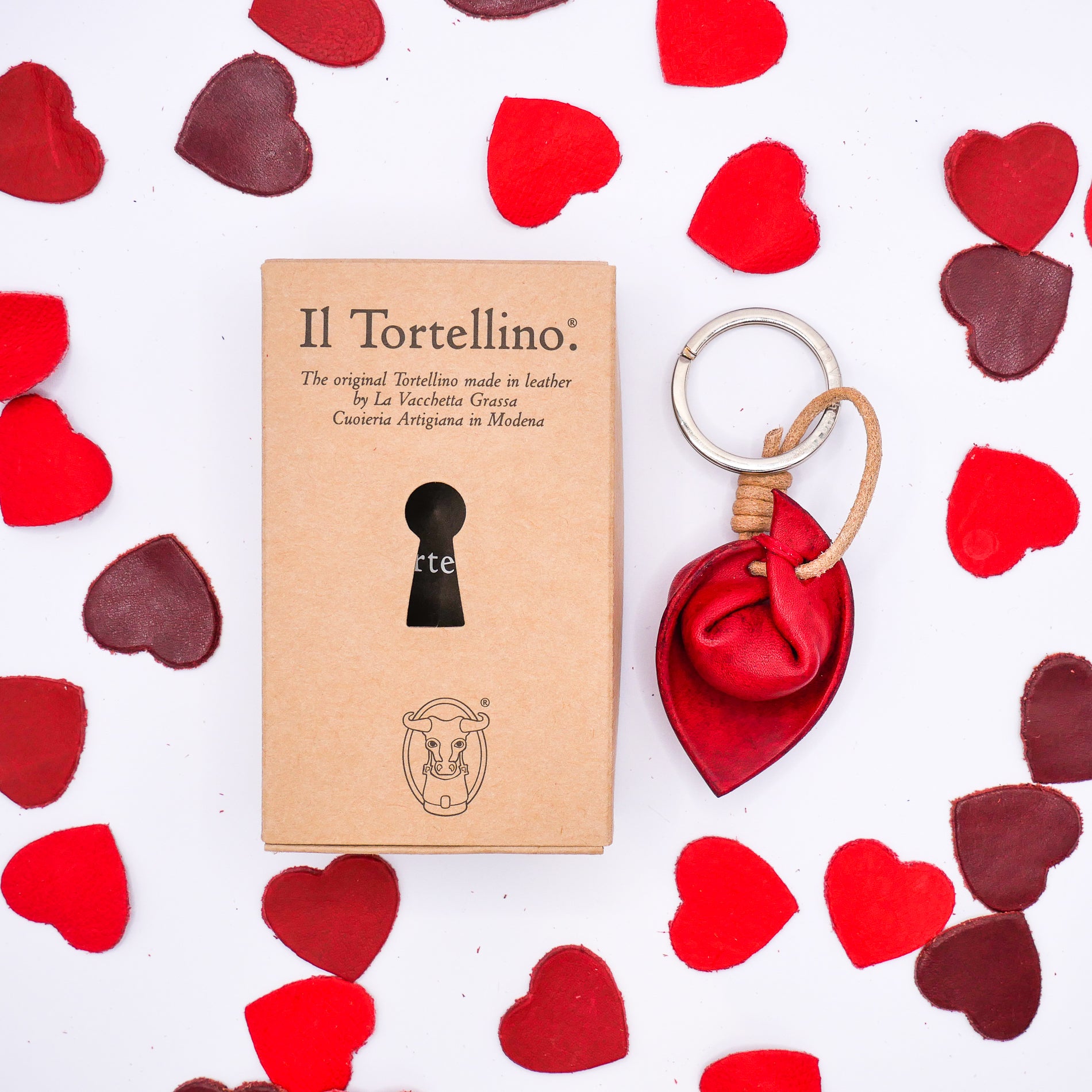 Tortellino portachiavi rosso con biglietto Cuore - EDIZIONE LIMITATA