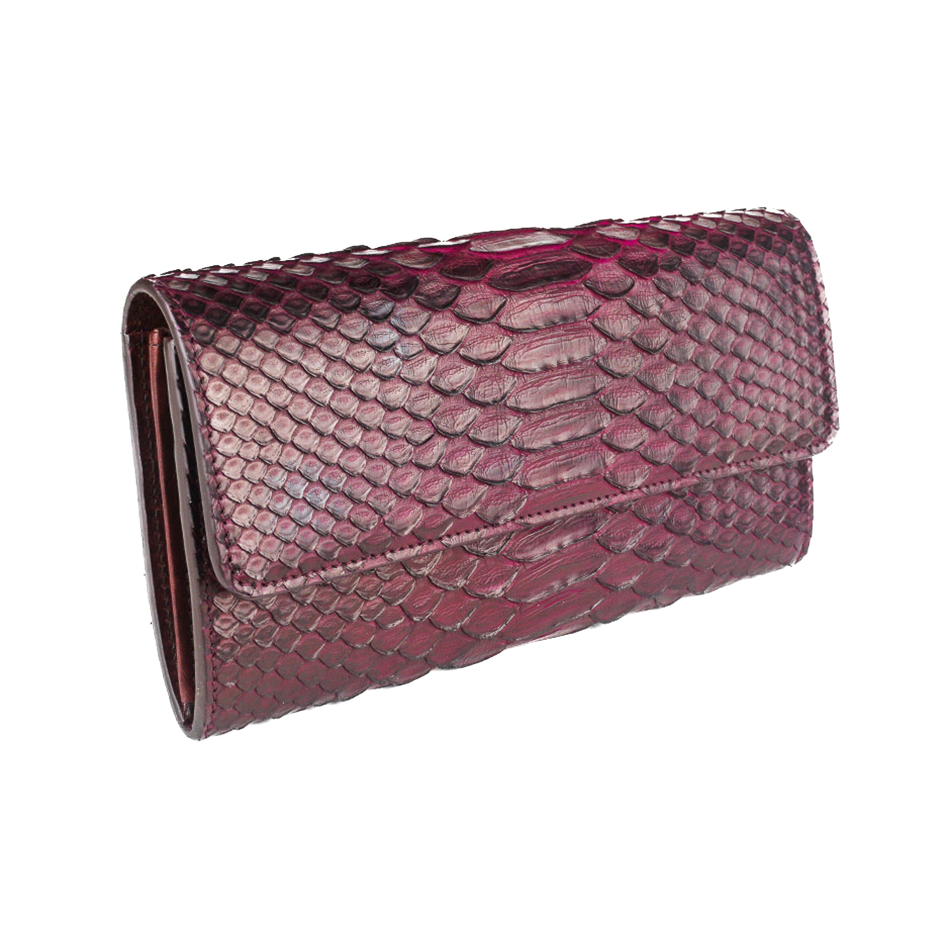 Donatella bordeaux - portafoglio donna in pitone con pattella