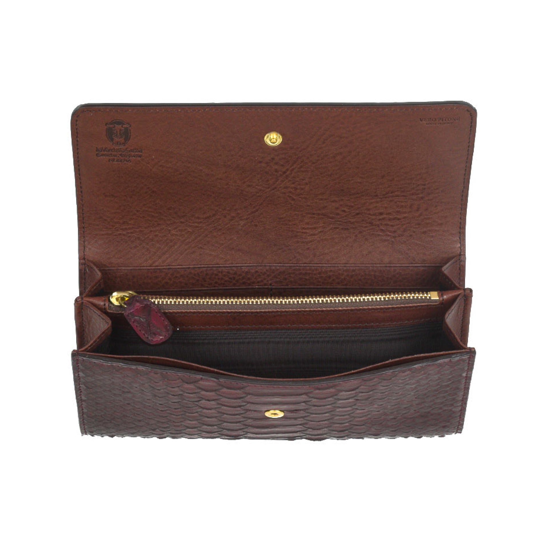 Donatella bordeaux - portafoglio donna in pitone con pattella