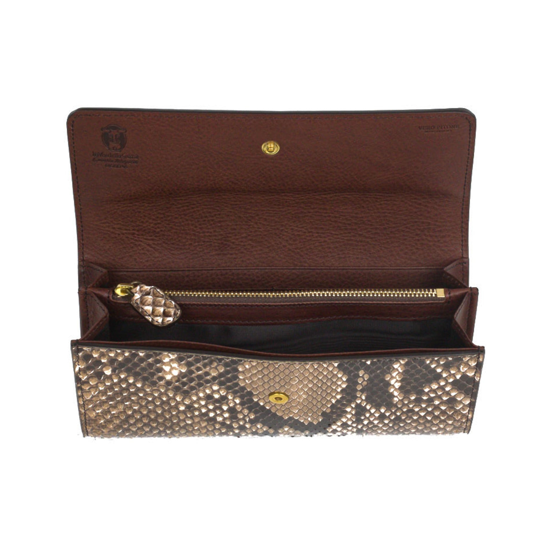 Donatella roccia gialla - portafoglio donna in pitone con pattella