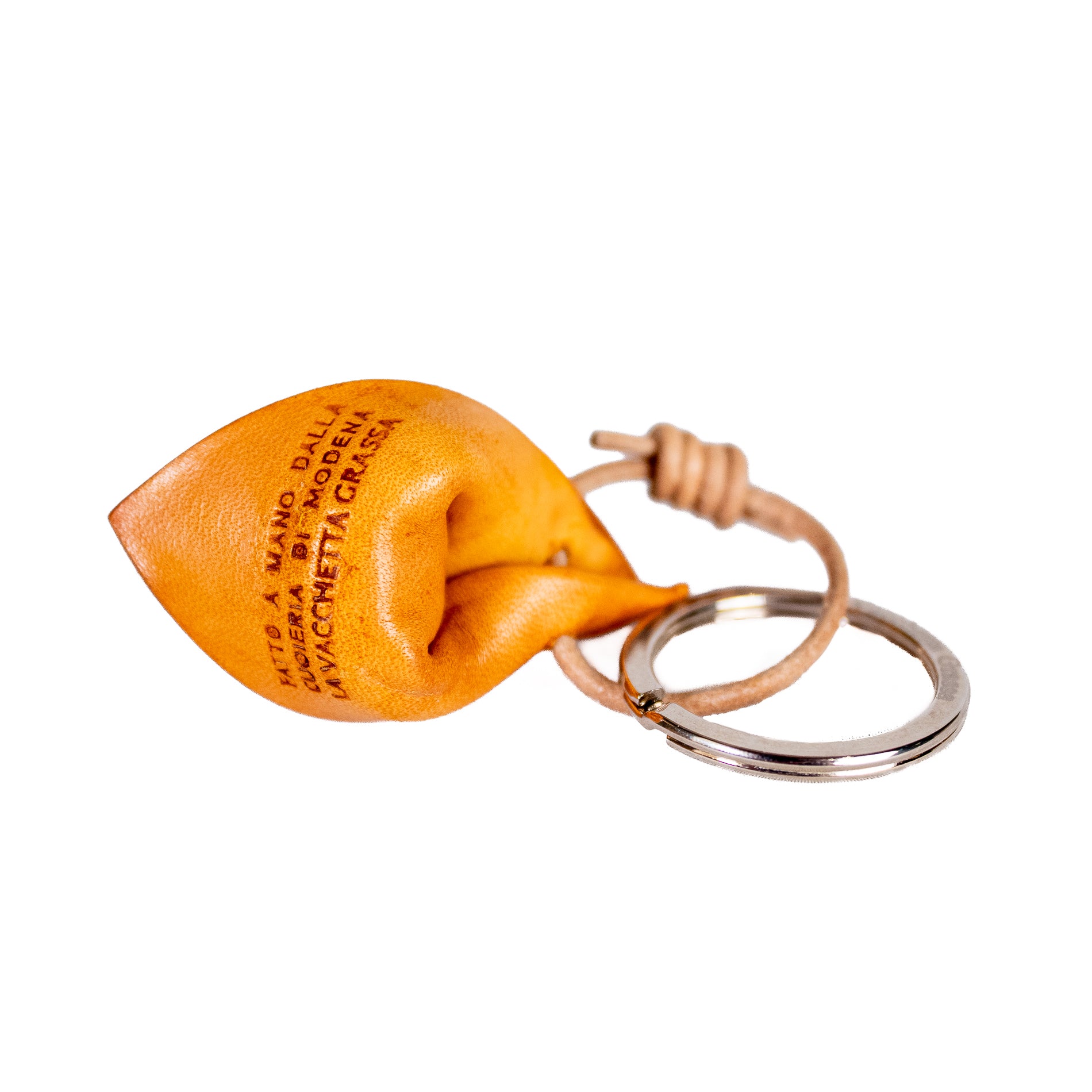 Tortellino portachiavi in cuoio