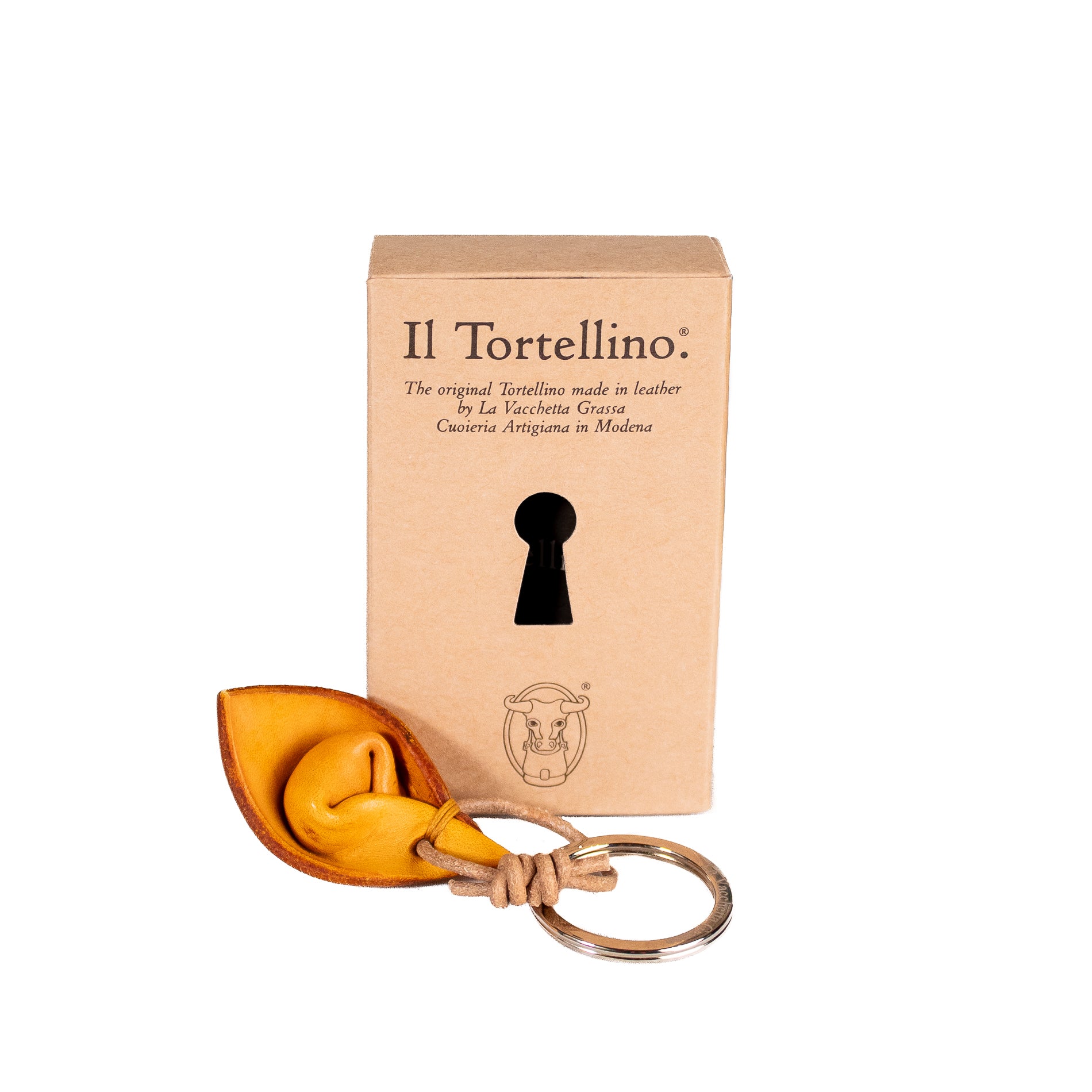 Tortellino portachiavi in cuoio