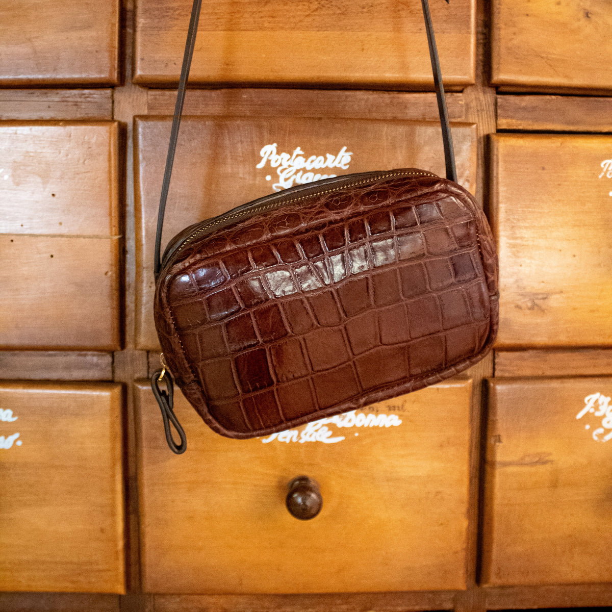 Petra – small crocodile crossbody bag