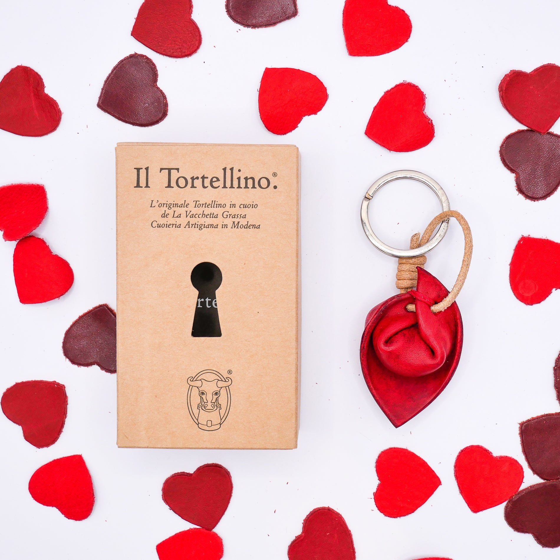 Tortellino portachiavi rosso con biglietto Cuore - EDIZIONE LIMITATA