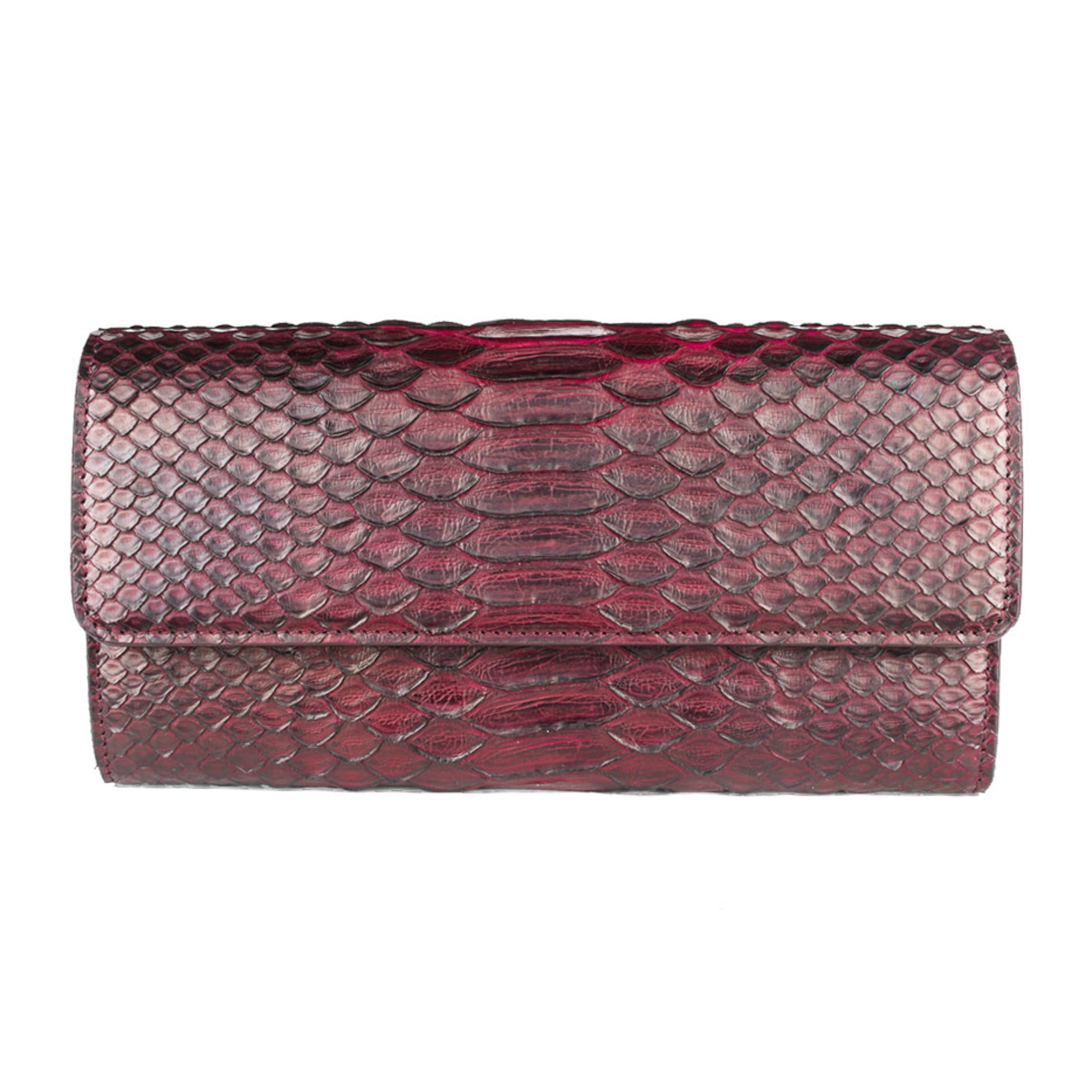 Donatella bordeaux - portafoglio donna in pitone con pattella