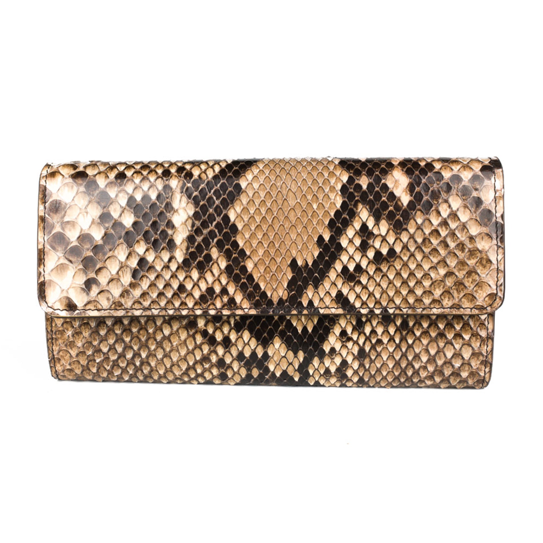 Donatella roccia gialla - portafoglio donna in pitone con pattella
