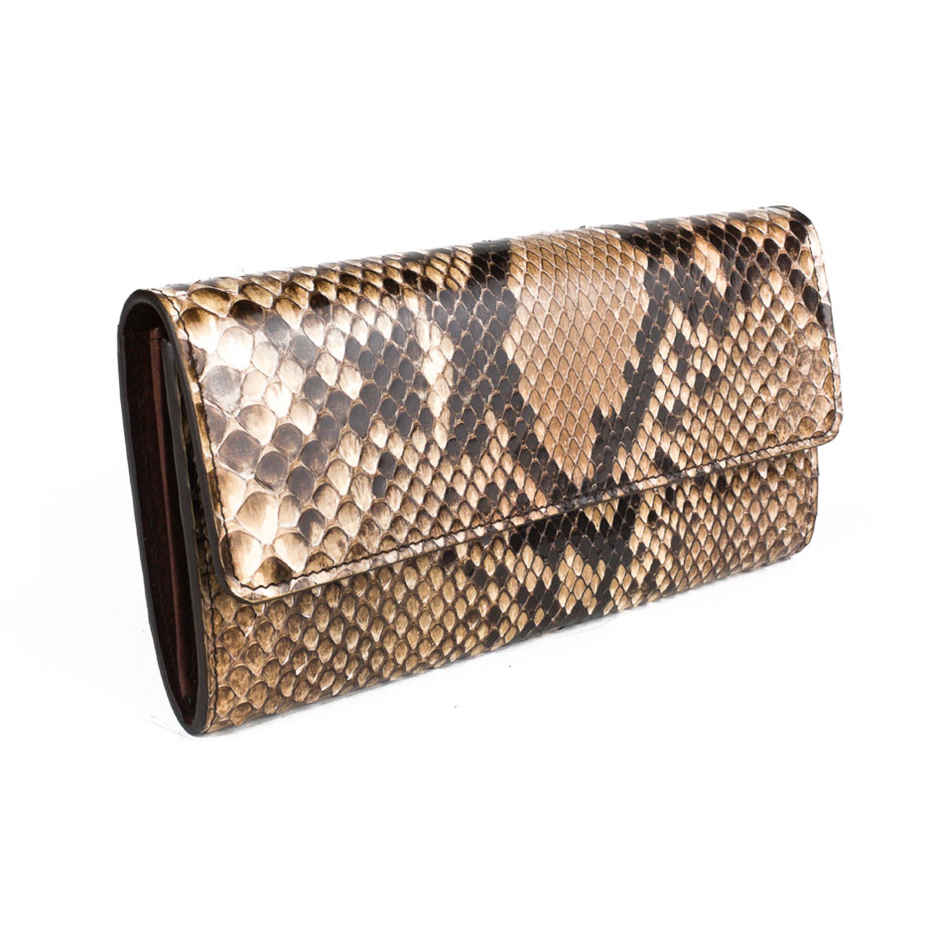 Donatella roccia gialla - portafoglio donna in pitone con pattella