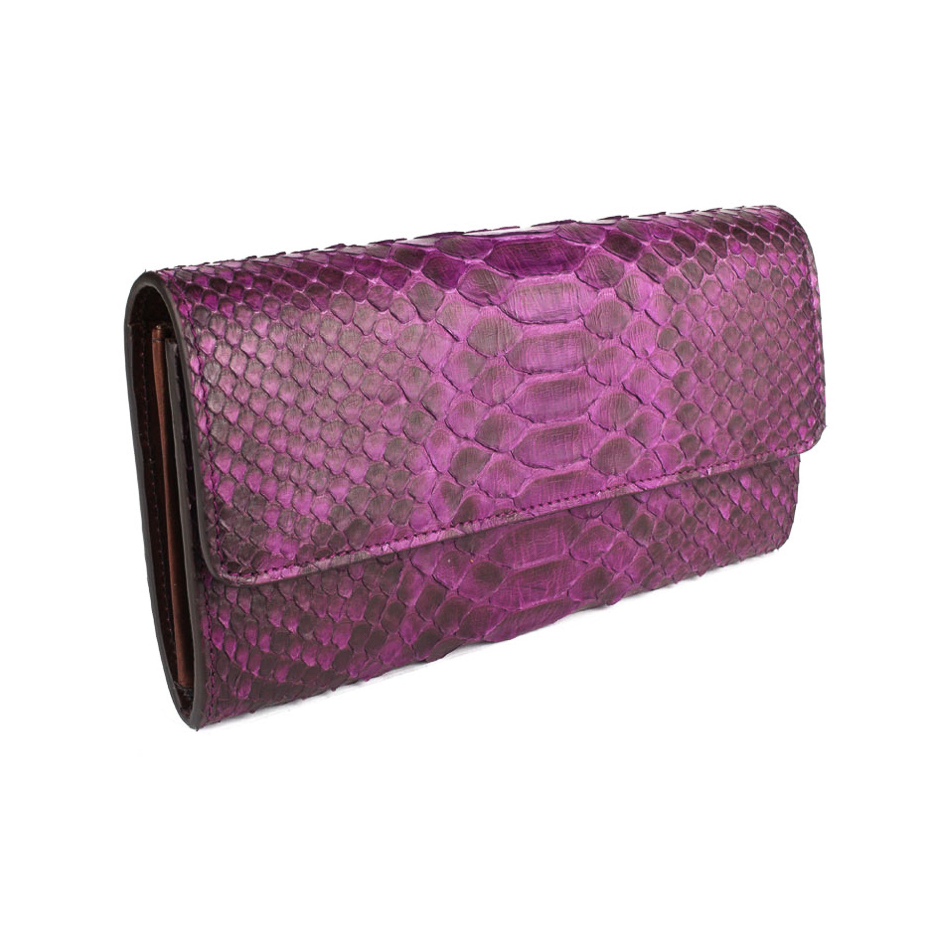 Donatella viola - portafoglio donna in pitone con pattella